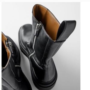 Zara Low Heeled Ankle leather booths w/ Lug Soles
